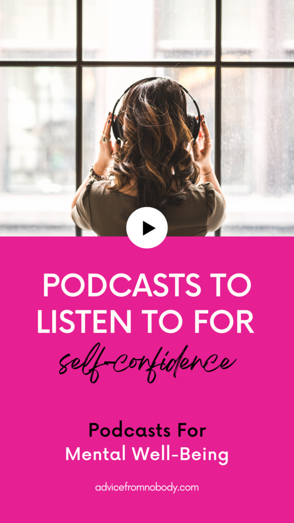 Woman listening to a podcast