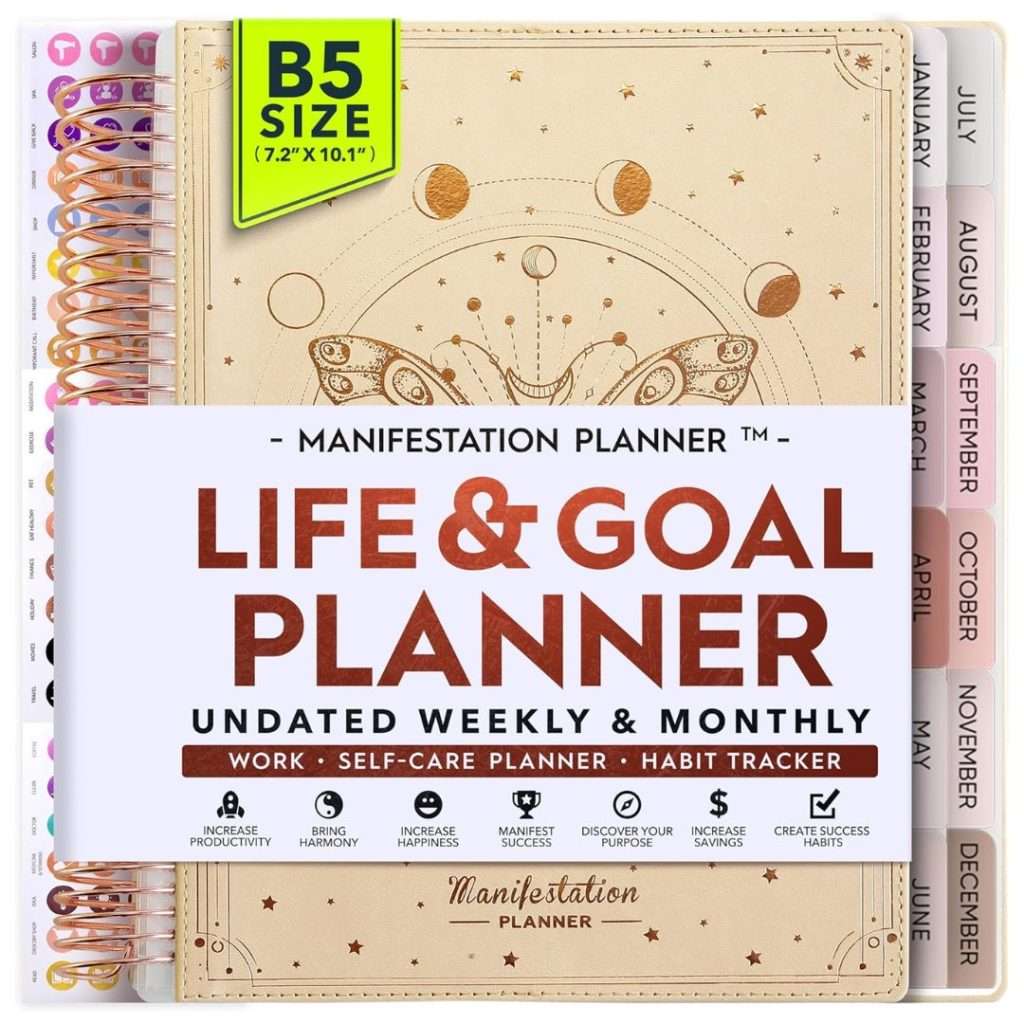 Manifestation Journal – Goal & Life Planner, Undated Weekly & Monthly Planner to Achieve Your Goals