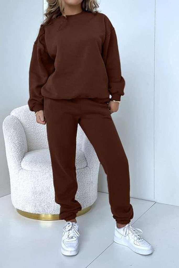 Alunzoem Jogger Sets for Women 2 Piece Sweatsuit Outfits Long Sleeve Pullover Sweatshirt Pants Set Tracksuit
