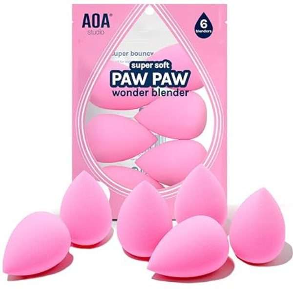 AOA Studio Collection makeup Sponge Set Latex Free and High-definition Set of 6 makeup Wonder blender For Powder Cream and Liquid, Super Soft Wonder Beauty Cosmetic
