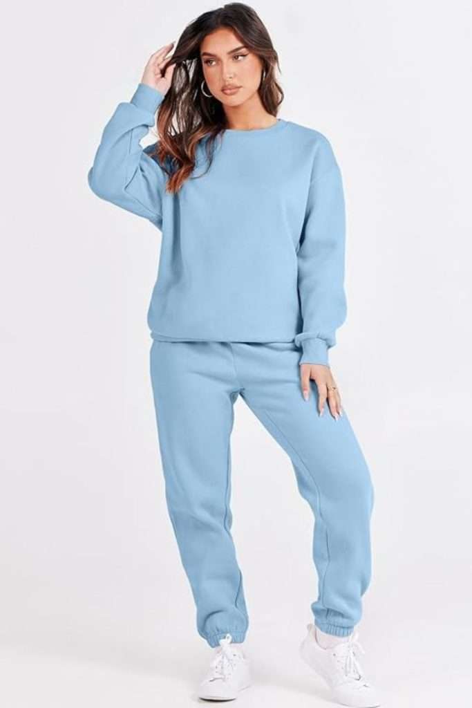 ANRABESS Women's Two Piece Outfits Long Sleeve Crewneck Sweatsuit with Jogger Pants Lounge Sets with Pockets
