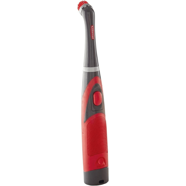 Rubbermaid Reveal Cordless Battery Power Scrubber, Gray/Red, Multi-Purpose Scrub Brush Cleaner for Grout/Tile/Bathroom/Shower/Bathtub, Water Resistant, Lightweight, Ergonomic Grip (1839685)
