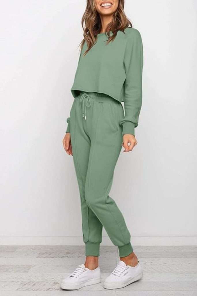 ZESICA Women's Long Sleeve Crop Top and Pants Pajama Sets 2 Piece Jogger Long Sleepwear Loungewear Pjs Sets
