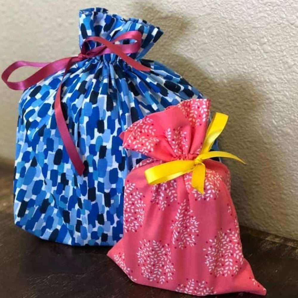 Easy Sew Drawstring Fabric Gift Bag
