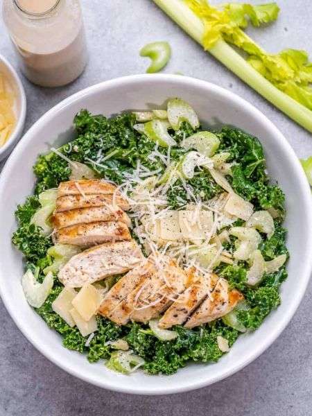 Grilled Chicken Kale Caesar Salad
