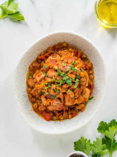 Harissa Chicken with Lentils

