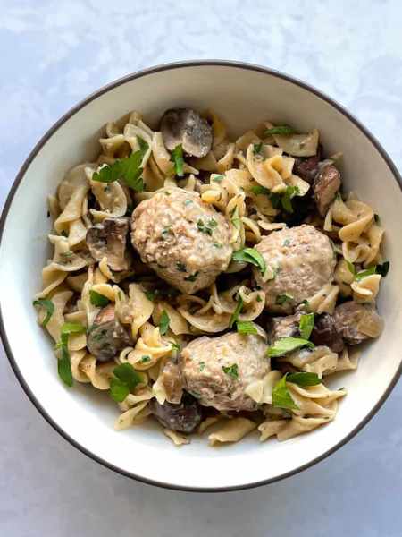 One Pot Turkey Meatball Stroganoff
