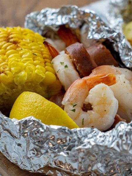 Cajun Shrimp Boil Foil Packets Cooked on the Grill
