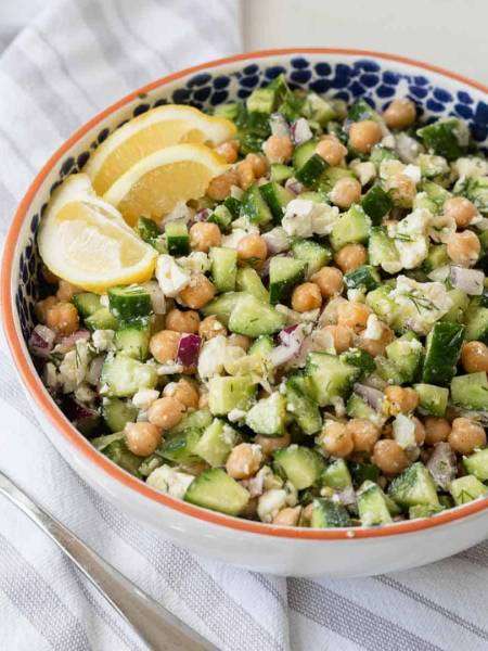 CUCUMBER CHICKPEA SALAD WITH FETA

