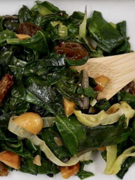 SWISS CHARD WITH ALMONDS AND RAISINS
