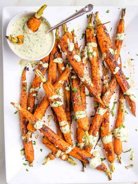 Whole Roasted Carrots with Tahini Sauce
