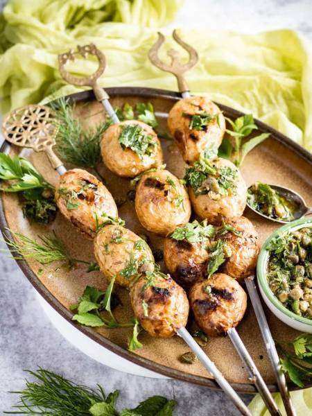 Grilled Baby Potatoes on Skewers (No Foil)
