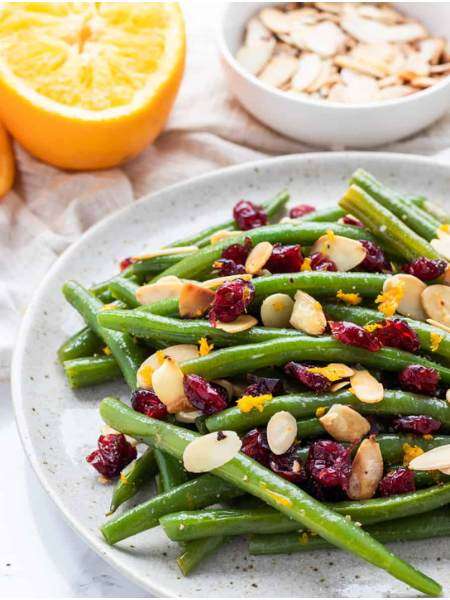 Citrus Green Beans with Cranberries and Almonds

