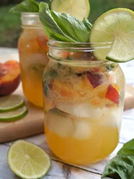 Nectarine Mojitos With Basil Cocktail