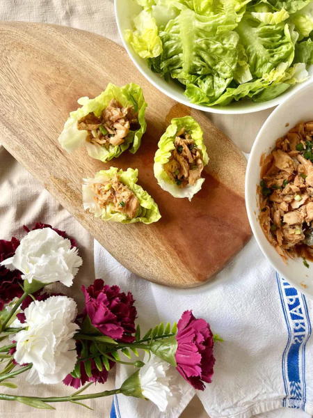 salmon lettuce wraps (teriyaki)
