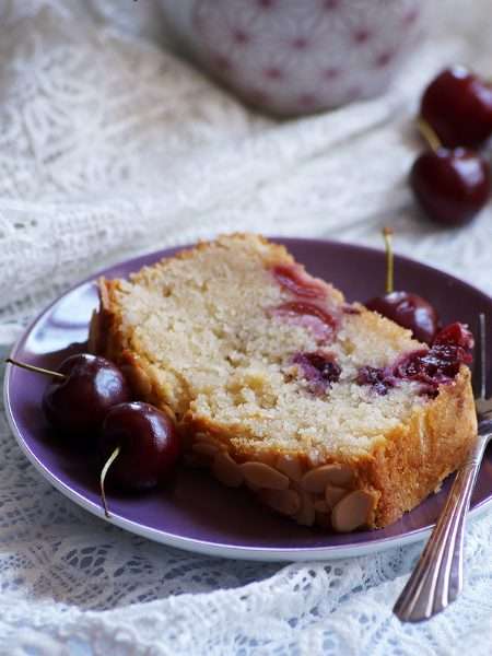 Eggless Cherry Almond Cake Recipe