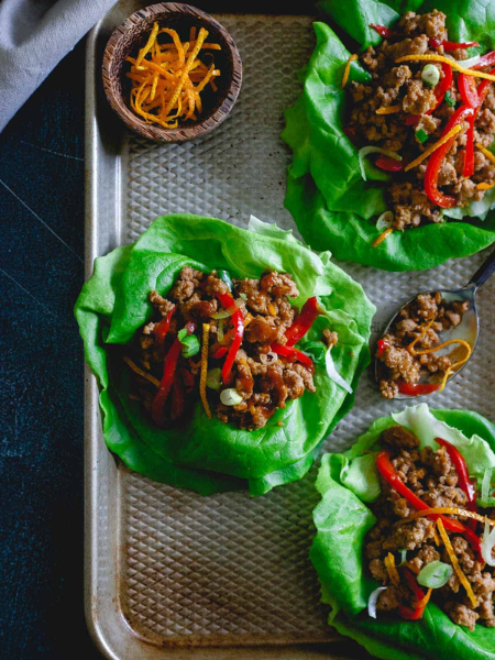 Asian Orange Turkey Lettuce Wraps
