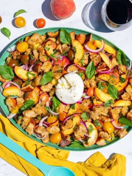 Sourdough Panzanella with Peaches & Burrata
