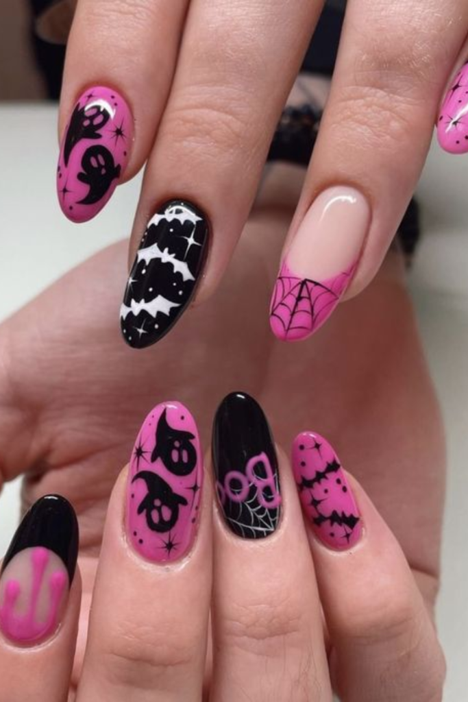 pink Halloween nails