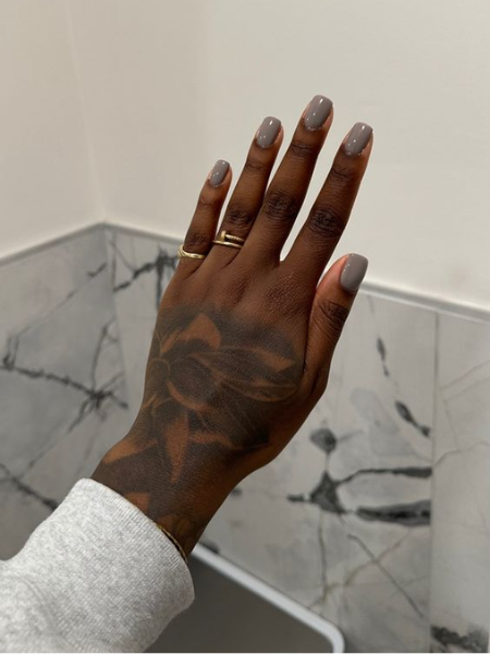 charcoal grey nail color for dark skin