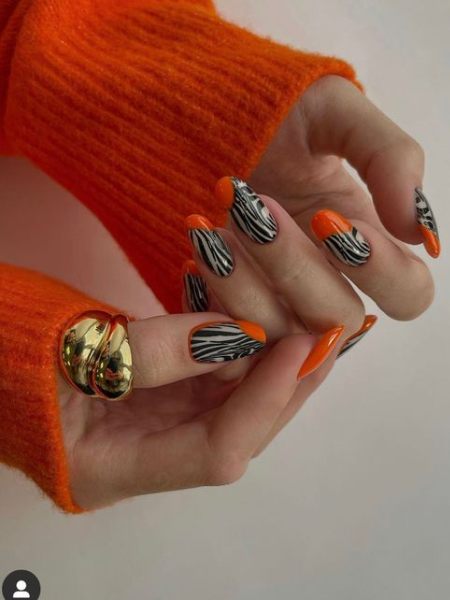 burnt orange fall nails