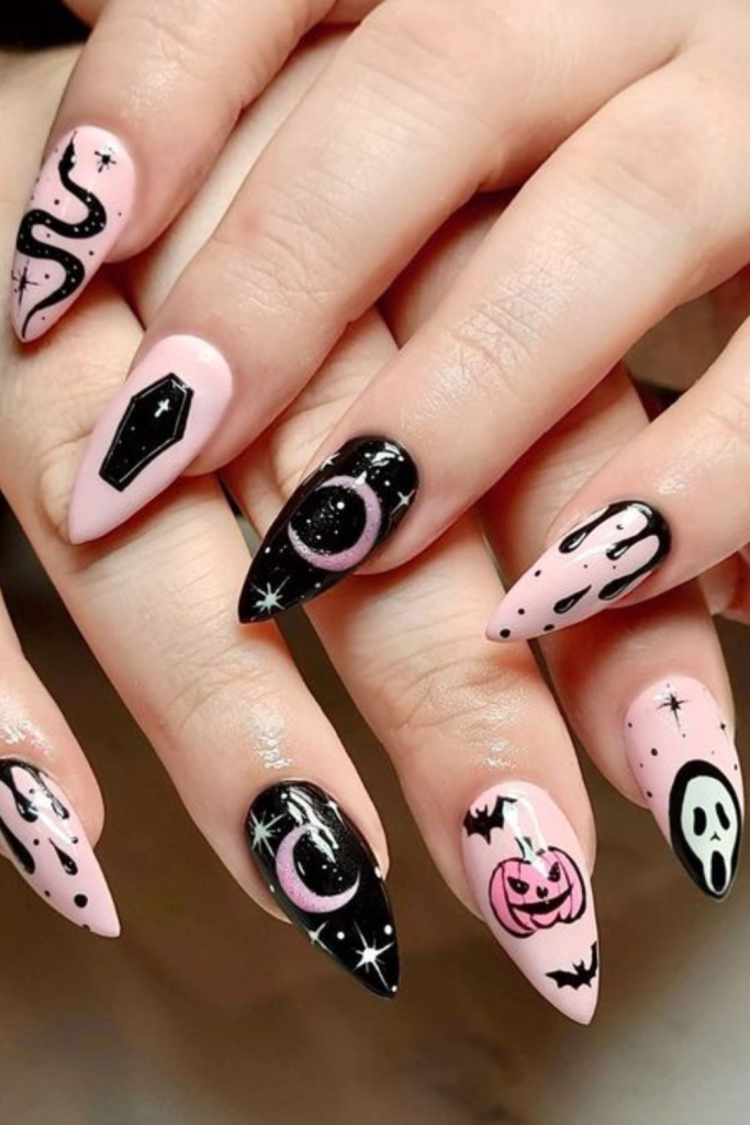 pink Halloween nails