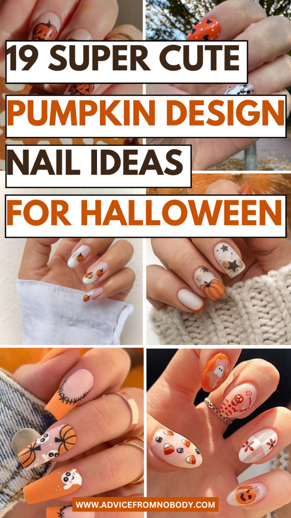 19 Super cute pumpkin design nail ideas for halloween