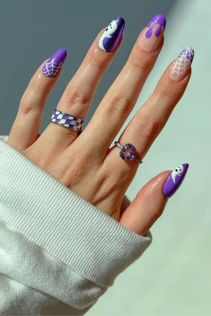 colorful Halloween nails