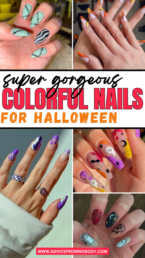 super gorgeous colorful nails for Halloween