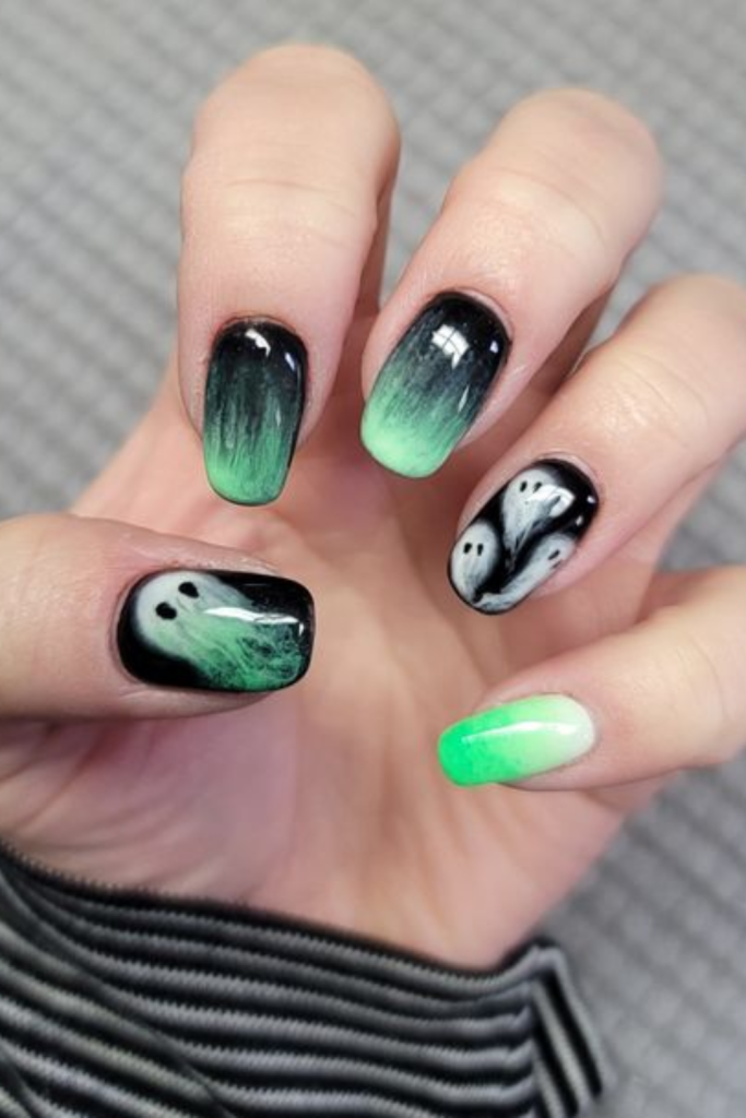 colorful Halloween nails