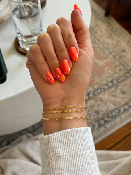 chrome burnt orange nails