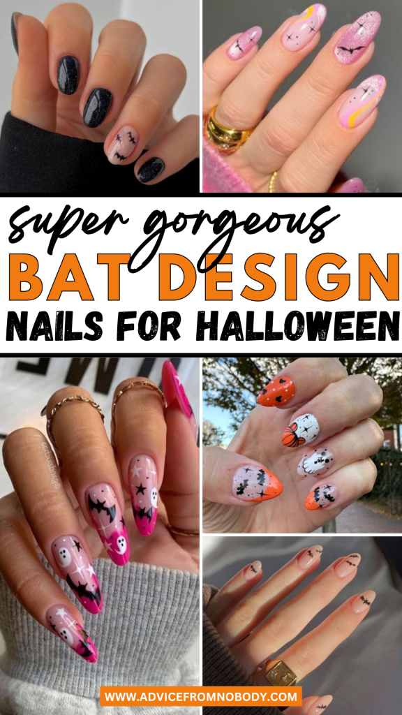 super gorgeous bat design nails for halloween