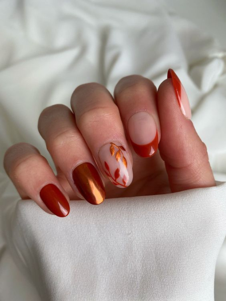 burnt orange fall nails