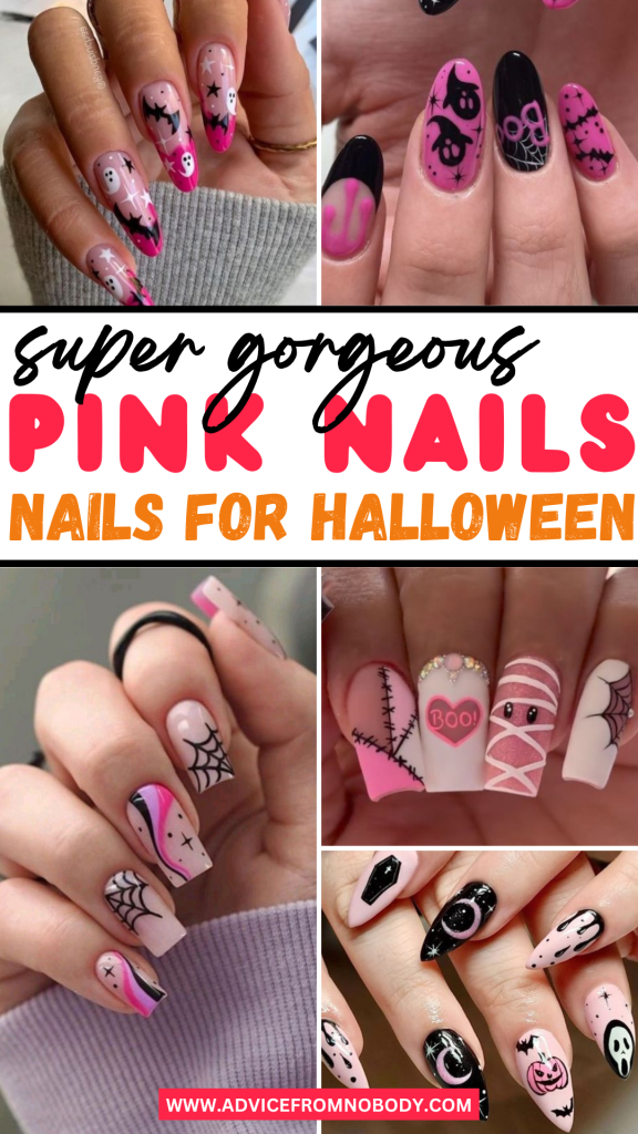 super gorgeous pink nails (nails for Halloween