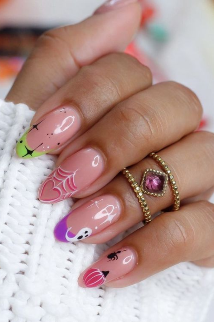 pink Halloween nails