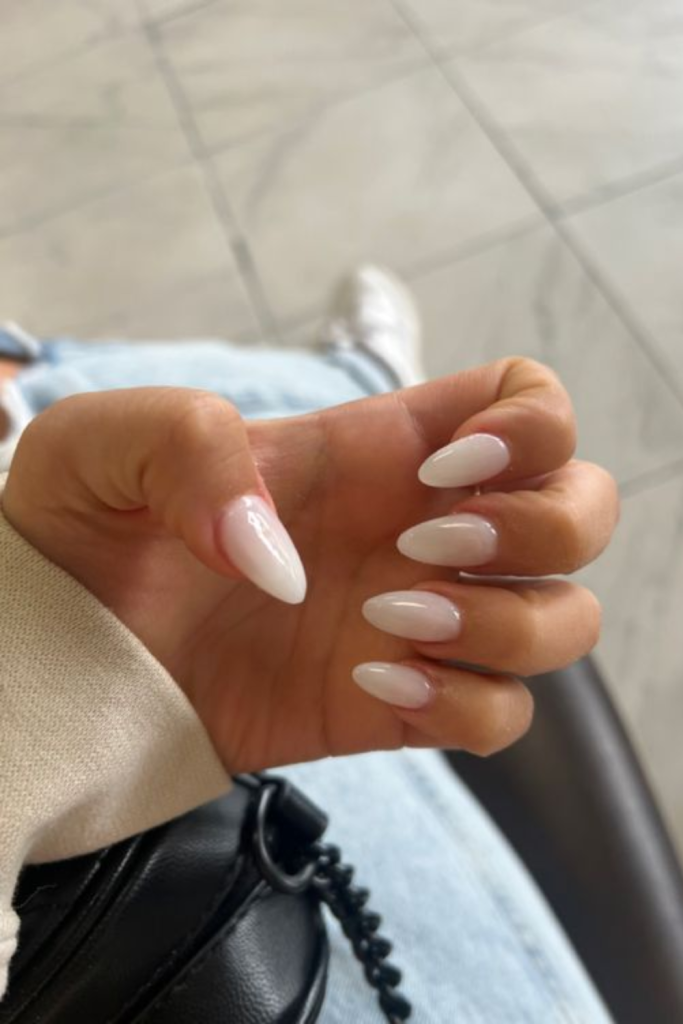 milky white nails