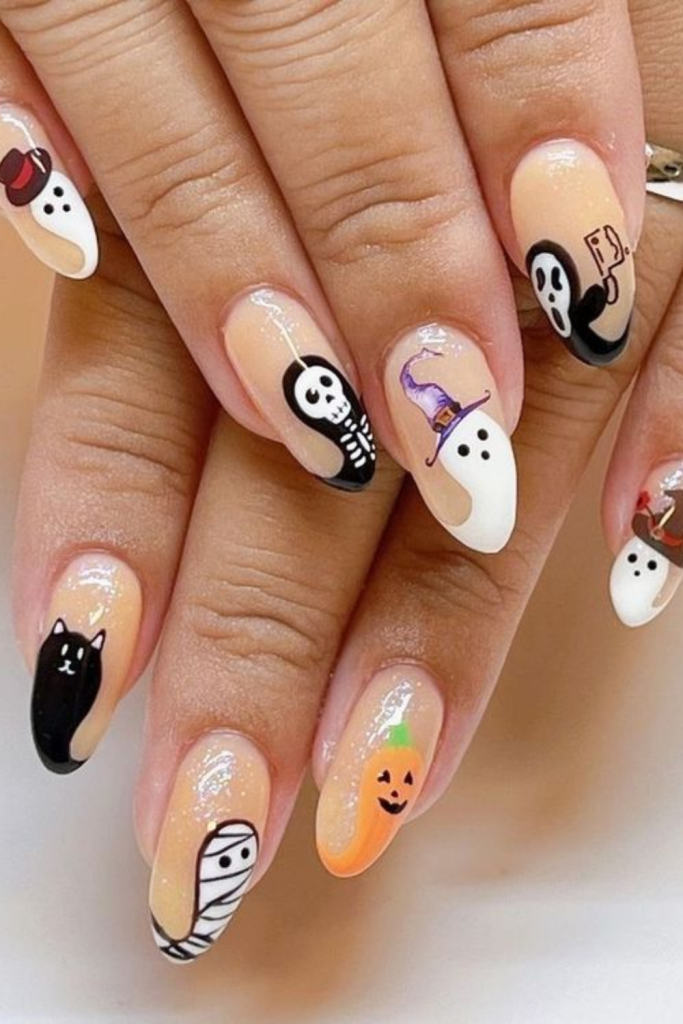 cat Halloween nails