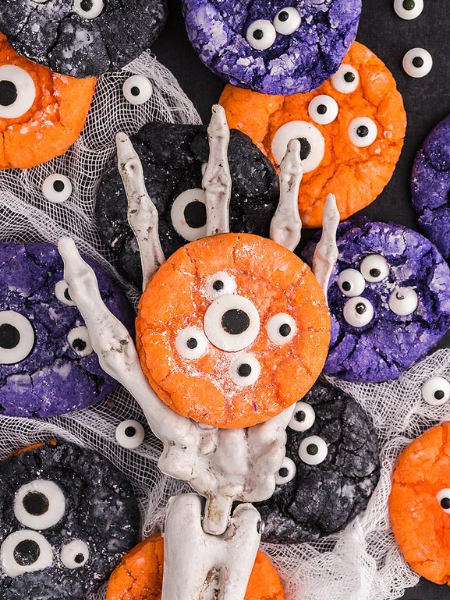 Halloween Monster Eye Crinkle Cookies
