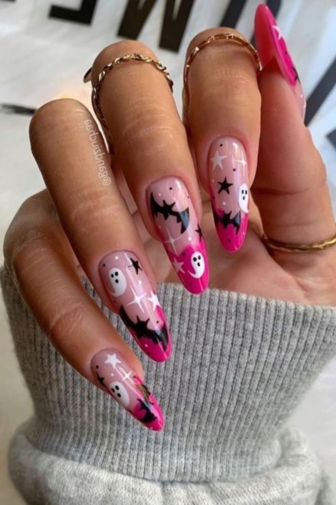 pink Halloween nails