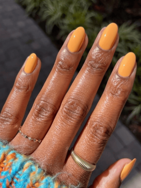 mustard yellow nails for dark skin