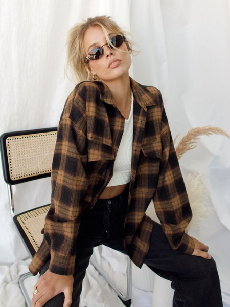 outfits with a flannel jacket	
