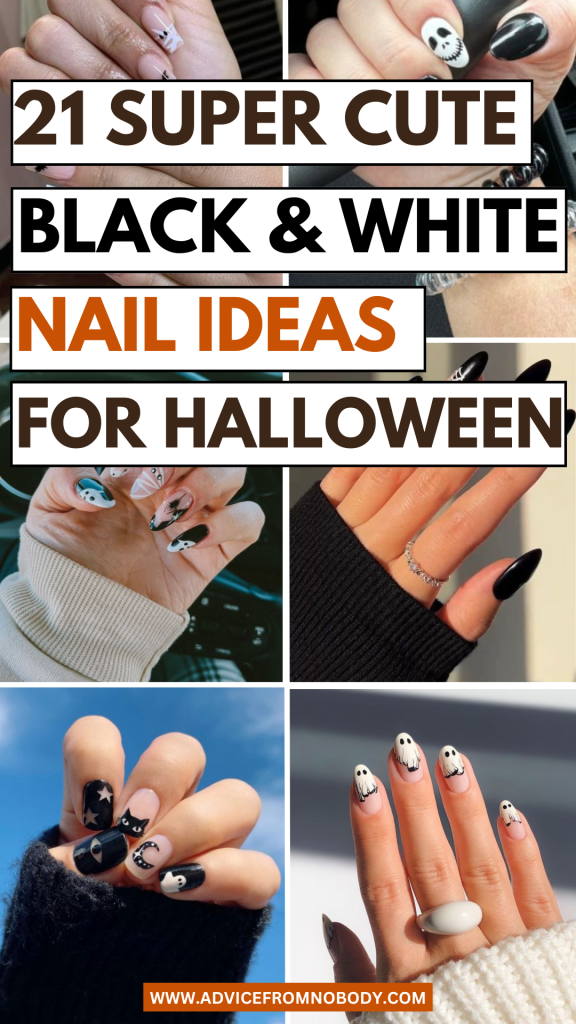 21 super cute black & white nail ideas for Halloween