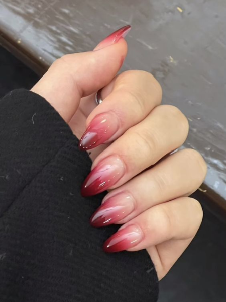 Burgundy Ombre fall nails