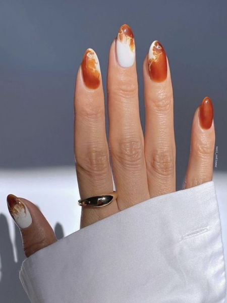 pumpkin spiced latte nails