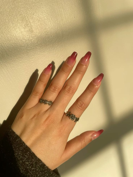 Burgundy Ombre autumn nails