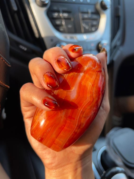 burnt orange marble nails