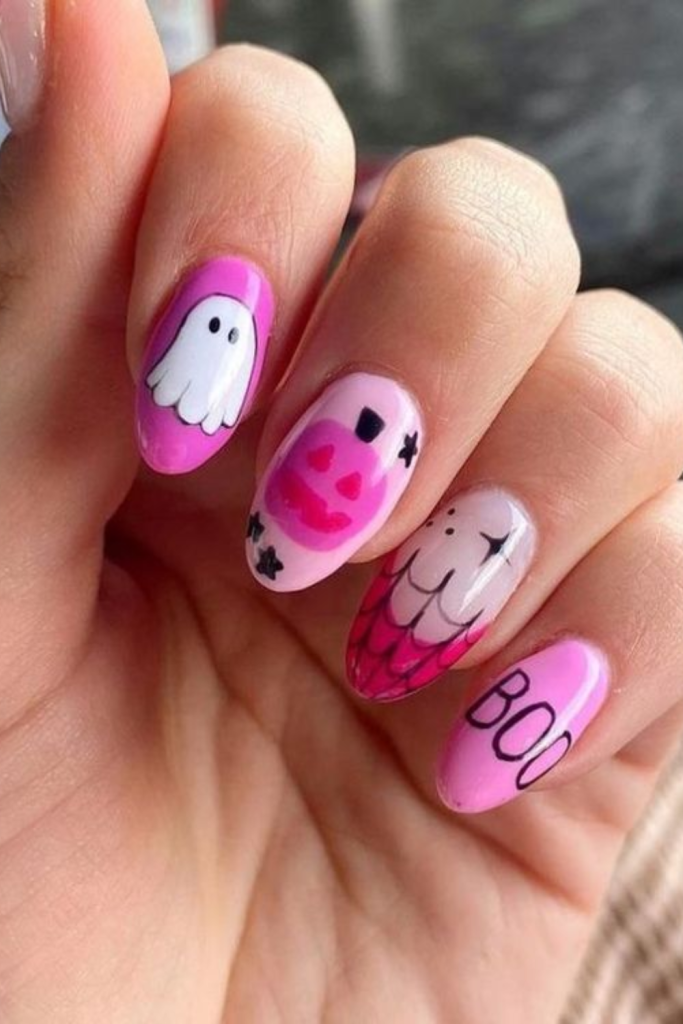 pink Halloween nails