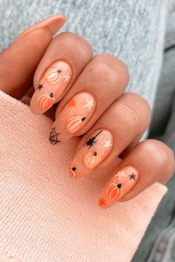pumpkin Halloween nail ideas