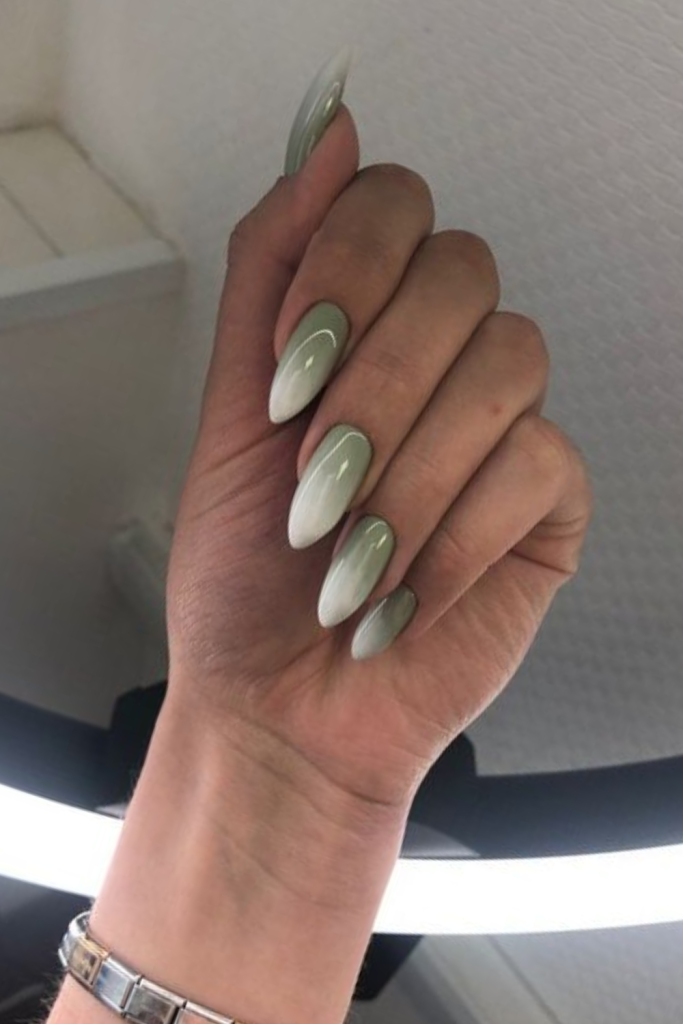 green Ombre fall nails