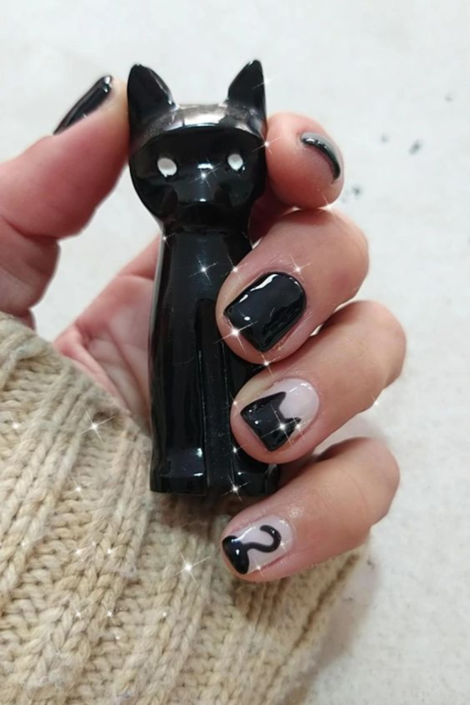 cat Halloween nails